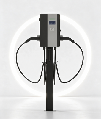 Хорошая цена. 44kW Dual Gun AC EV Charger Type 2 Floor Standing Column 2x32A IP54 Bluetooth APP Fleet Depot Онлайн