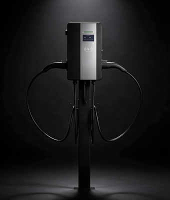 Хорошая цена. Настенный зарядное устройство CLF AC 22D AC EV Type1 22KW Двойная пушка Структура IP54 OCPP1.6J Встроенный 4,3-дюймовый цветный сенсорный экран Максимальный выходный ток до 32A Онлайн