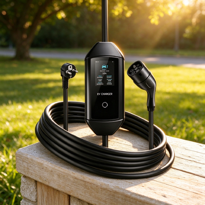 Хорошая цена. Portable AC EV Charger Type 1 40A 9.6kW 240V Adjustable Current with 3.67 Inch LCD Онлайн