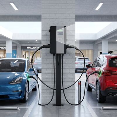 Хорошая цена. 22 кВт двойной пистолет AC EV зарядное устройство 32A коммерческая парковка зарядная станция RFID QR-код счетная машина Онлайн