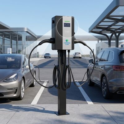 Хорошая цена. 44 кВт двойная пушка AC EV зарядное устройство 64A на полу стоящий зарядное устройство автомагистральный сервисный пункт Онлайн