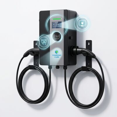 11kW Dual Gun AC EV Charger Wall Mounted 16A Home Electric Car Charging Station IP54 OCPP1.6J